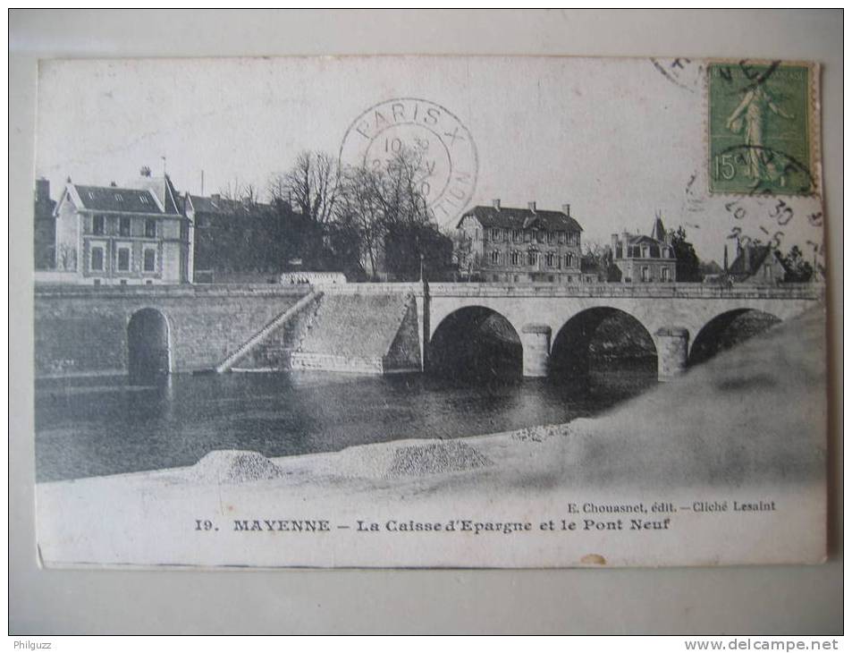 MAYENNE LA CAISSE D'EPARGNE ET LE PONT NEUF - Mayenne