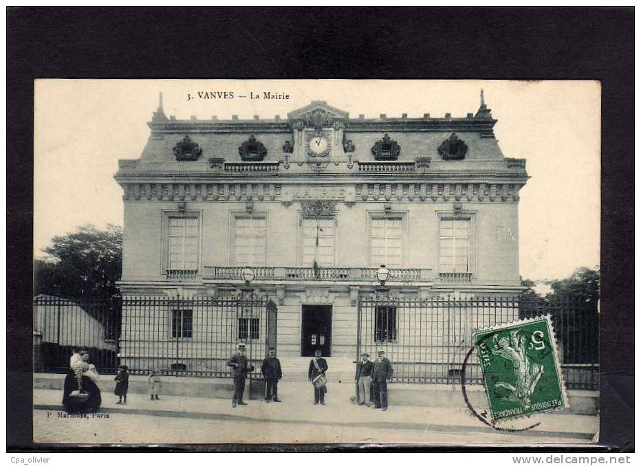 92 VANVES Mairie, Hotel De Ville, Animée, Tambour De Ville, Métier, Ed Marmuse 3, 1909 - Vanves
