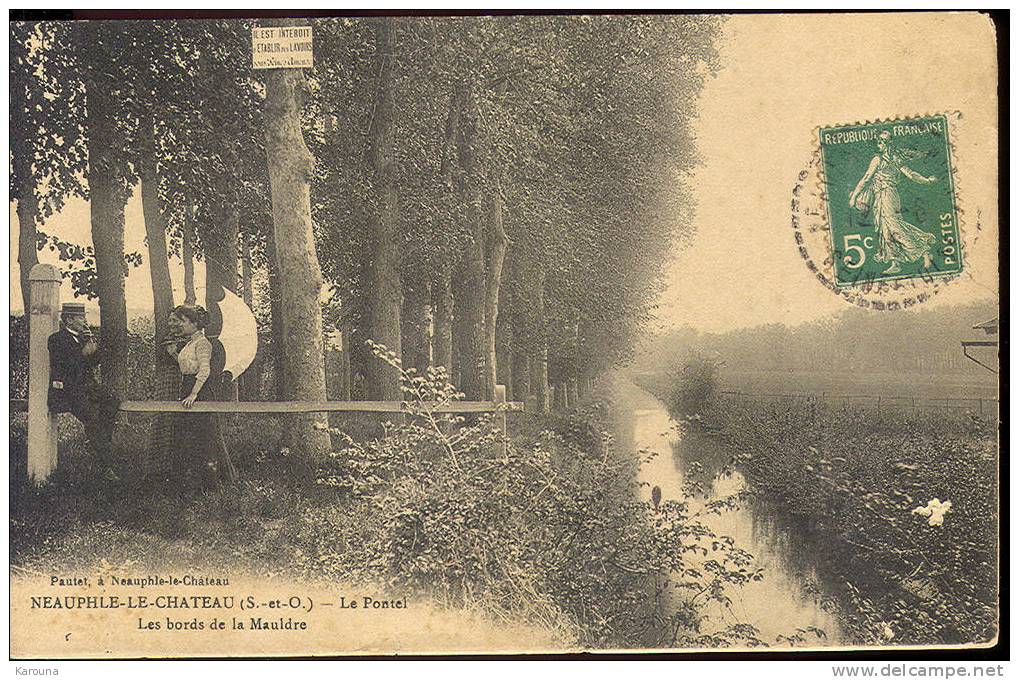 78 - NEAUPHLE-LE-CHATEAU - Le Pontel - Les Bords De La Mauldre- Animée - 1916 - Neauphle Le Chateau