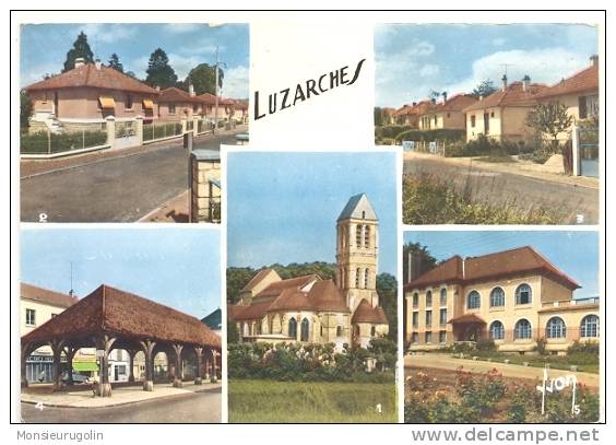 95 )FL) LUZARCHES, CPSM, Multivues, Eglise, Rue Des Sapins, Rue Des Châtaigniers, La Halle, L'école Des Filles, Ed Yvon - Luzarches