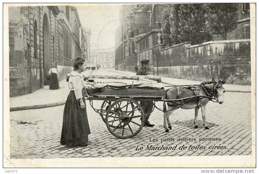 PARIS 75 - Les Petits Métiers Parisiens - La Marchande De Toiles Cirées - Attelage Ane - Petits Métiers à Paris