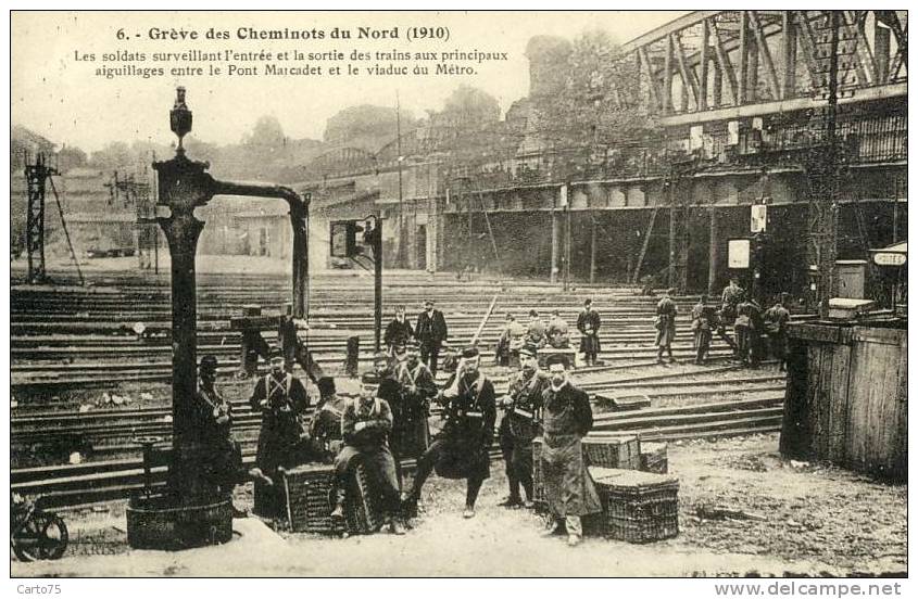 PARIS 75 - Grève Des Cheminots Du Nord - Soldats - Pont Marcadet Et Viaduc Métro - Métro Parisien, Gares