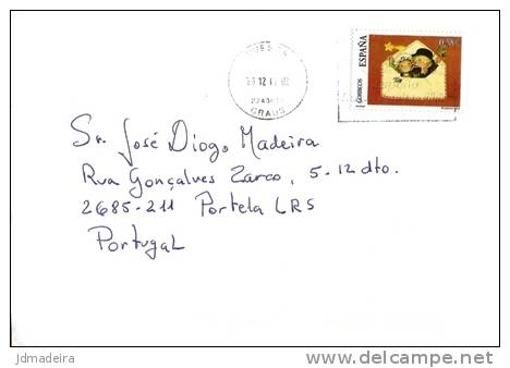 Spain Cover To Portugal With Christmas Stamp - Cartas & Documentos