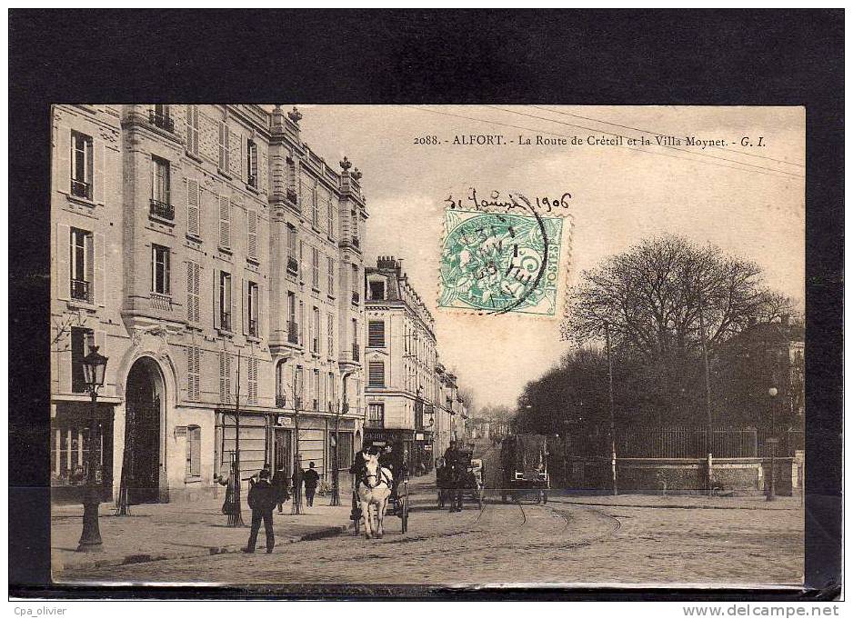 94 ALFORT (Maisons Alfort) Route De Creteil, Villa Moynet, Animée, Attelage, Ed GI 2088, 1906 - Maisons Alfort