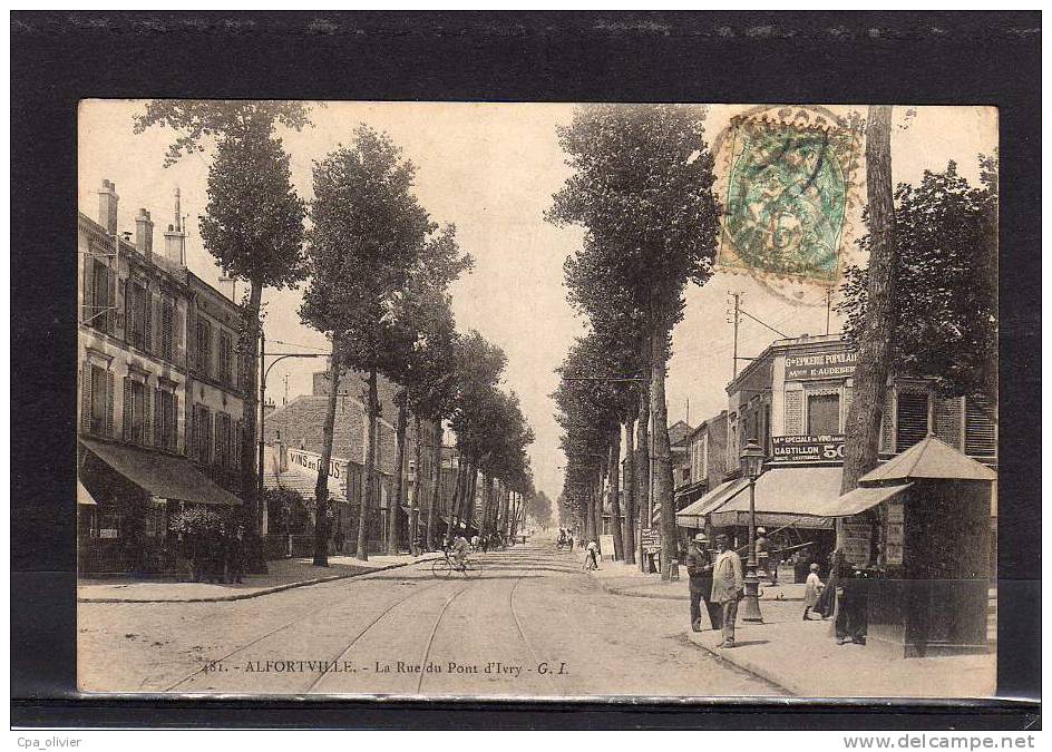 94 ALFORTVILLE Rue Du Pont D´Ivry, Animée, Commerces, Ed GI 481, 1906 - Alfortville