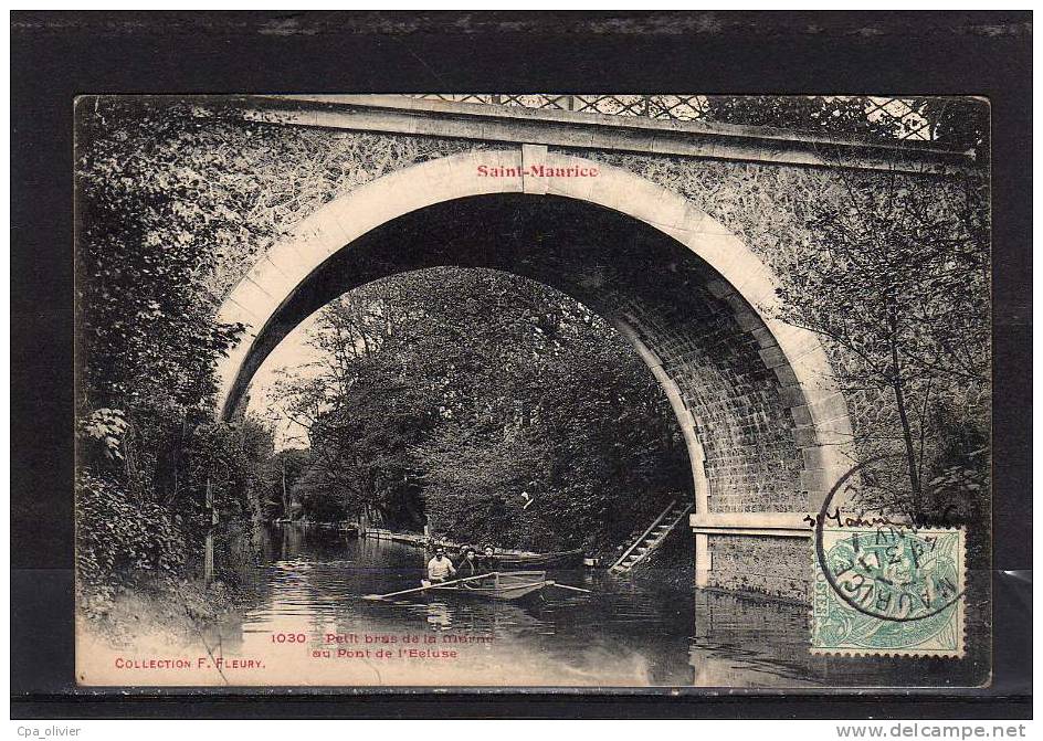 94 ST MAURICE Bords De Marne, Petit Bras, Pont De L´Ecluse, Animée, Ed FF 1030, 1906 - Saint Maurice