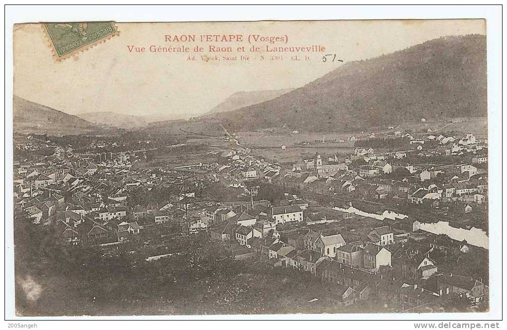 88 Dép.- Raon L'Etape ( Vosges). Vue Générale De Raon Et De Laneuveville. - Raon L'Etape