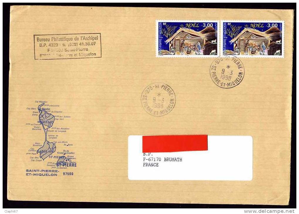 Saint-Pierre-et-Miquelon : Env. Du 09-03-98 Pour La France Noel - Briefe U. Dokumente