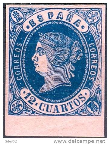 ES059-L2223.España, Spain,Espagne. ISABEL II.1852. (Ed 59*) EN NUEVO, GOMA ORIGINAL,CON CHARNELA, LUJO - Postfris – Scharnier