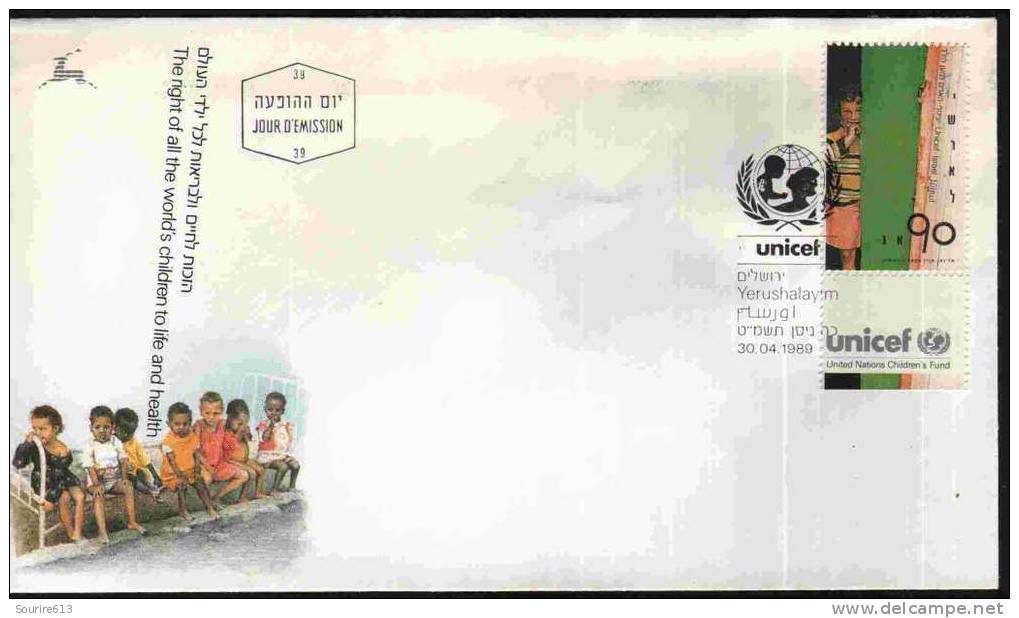 Fdc Israël 1989 Organisations Internationales UNICEF Fillette - UNICEF
