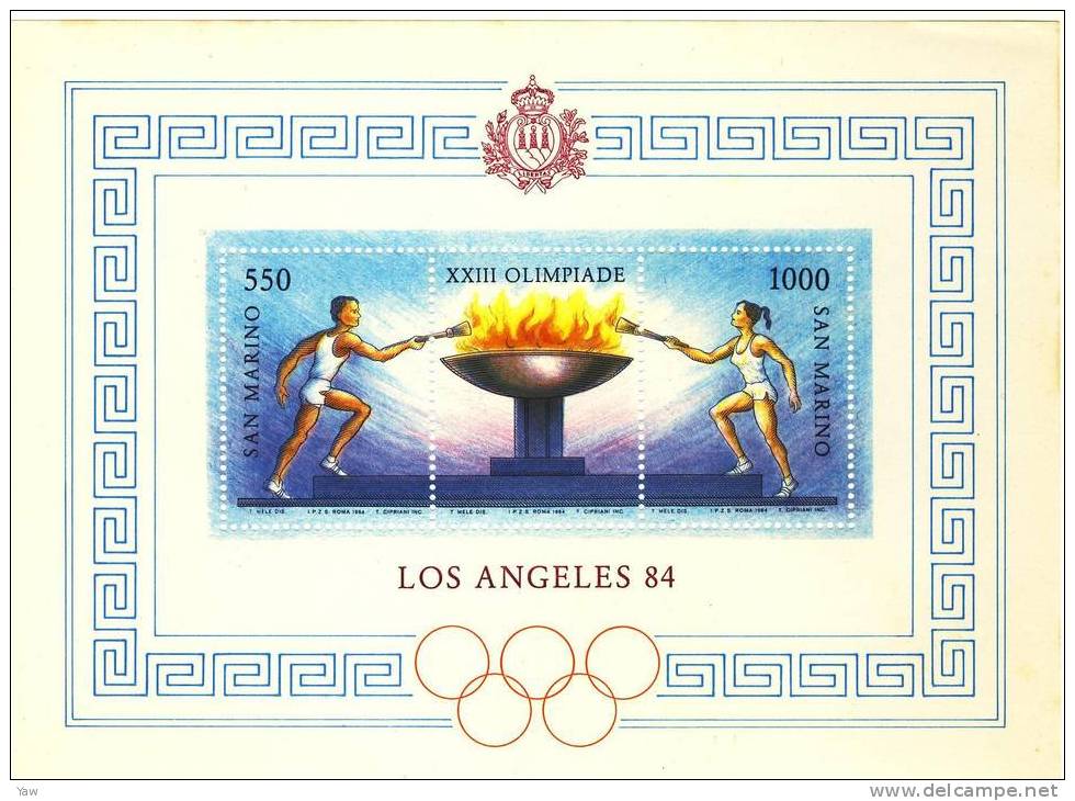 SAN MARINO 1984  OLIMPIADI DI LOS ANGELES. PORTATORI FIACCOLE OLIMPICHE. BF** - Summer 1984: Los Angeles