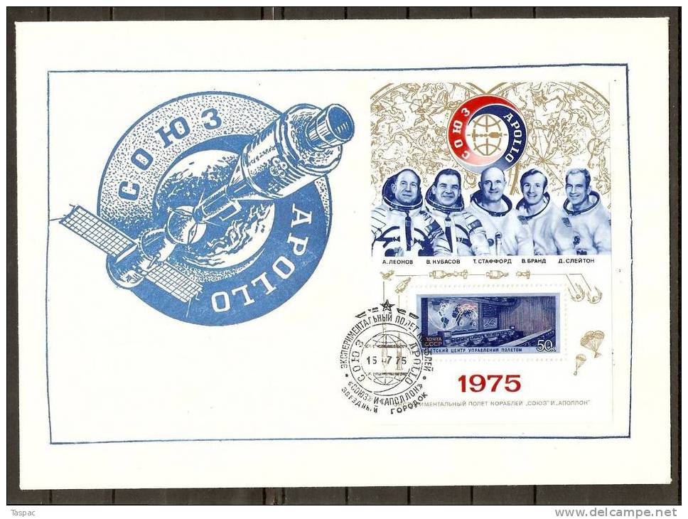 Apollo - Soyuz Space Test Project - Russia 1975 Mi# Block 105 - FDC - Zvezdny Gorodok - Russie & URSS