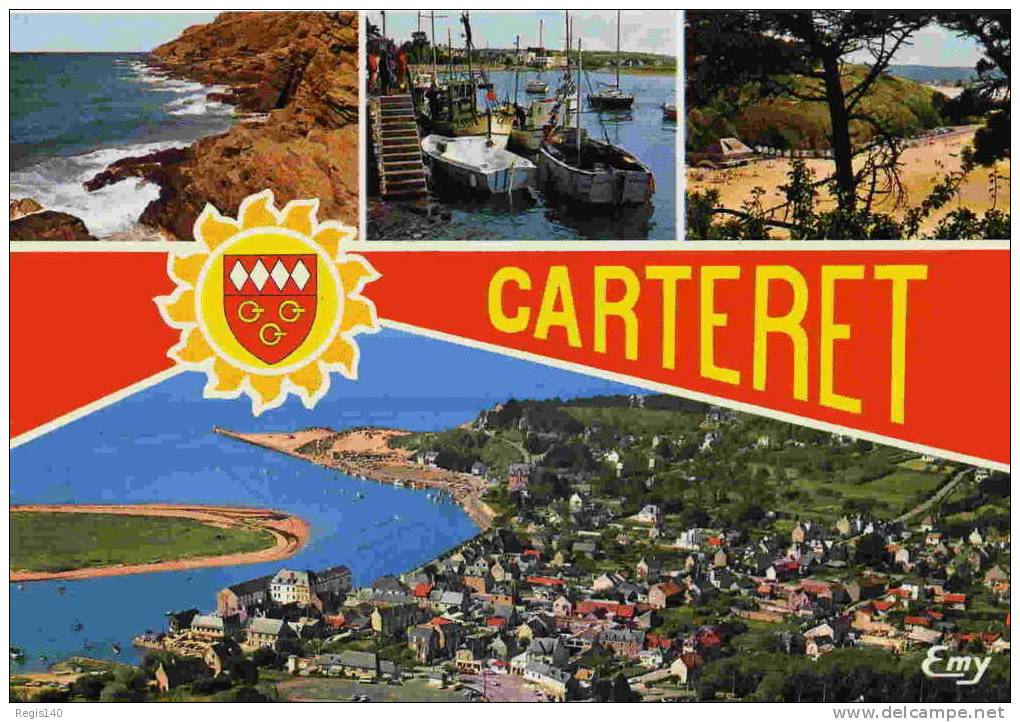 Carteret - Les Falaises, Le Port, La Plage, Vue Générale Aérienne - Carteret