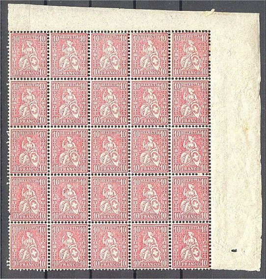 SWITZERLAND - GROUP OF 5 BLOCKS OF 25 - ISSUE 1881 NEVER HINGED	**! - Unused Stamps