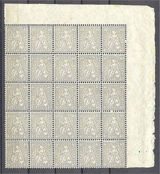 SWITZERLAND - GROUP OF 5 BLOCKS OF 25 - ISSUE 1881 NEVER HINGED	**! - Neufs