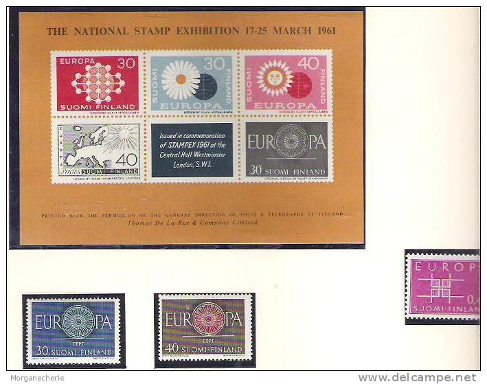 SUOMI FINLAND , 1961, 1963 EUROPA +SHEETLET STAMPEX LONDON 1961 THOMAS DE LA RUE ** - Unused Stamps