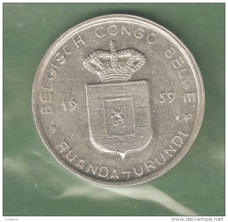 1959 BELGISCH CONGO - CONGO BELGE 1Fr  RUANDA -URUNDI  Scan198 - 1951-1960: Baudouin I