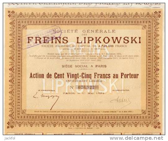 Société Générale Des Freins Lipkowski - Automobile