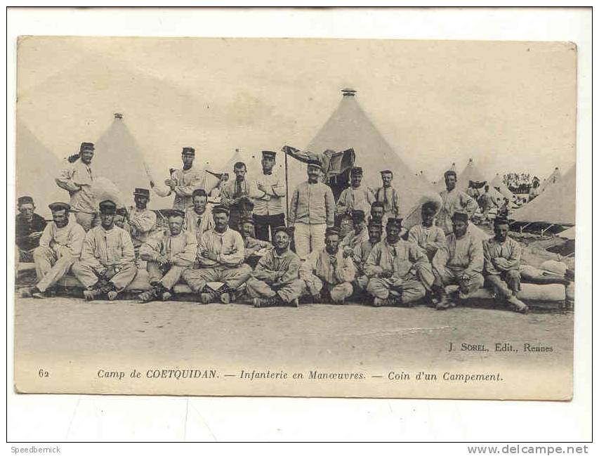 9272 Camp De COETQUIDAN Infanterie En Manoueuvres Coin D'un Campement Sorel Rennes - Guer Coetquidan