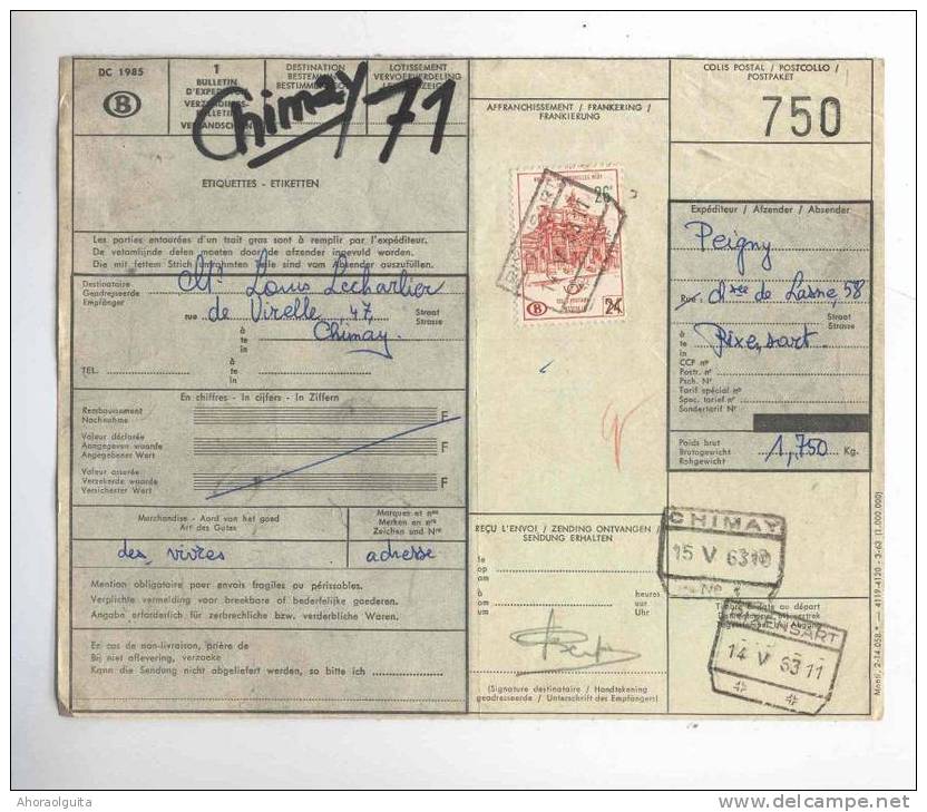 3 Documents Chemins De Fer Cachets De Gare De CHIMAY 1938/1953  --  7/283 - Other & Unclassified