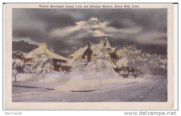 WINTER MOONLIGHT SCENE 14TH AND DOUGLAS STREETS  SIOUX FALLS  IOWA - Altri & Non Classificati