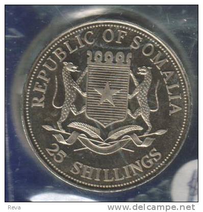 SOMALIA  25 SHILLINGS QUEEN MOTHER 100TH BIRTHDAY ARMS  FRONT  QMOTHER  BACK 2000 UNC READ DESCRIPTION CAREFULLY !!! - Somalia