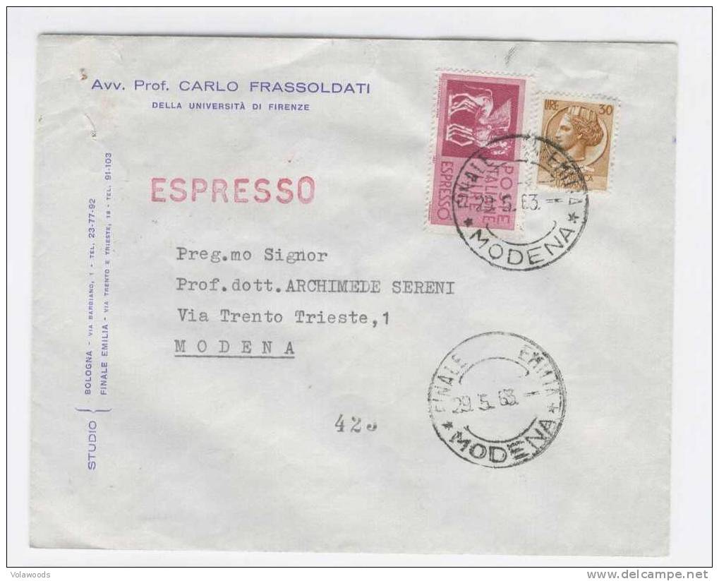 Busta Affrancata Con Siracusana Da 30£ + Espresso - Express/pneumatic Mail