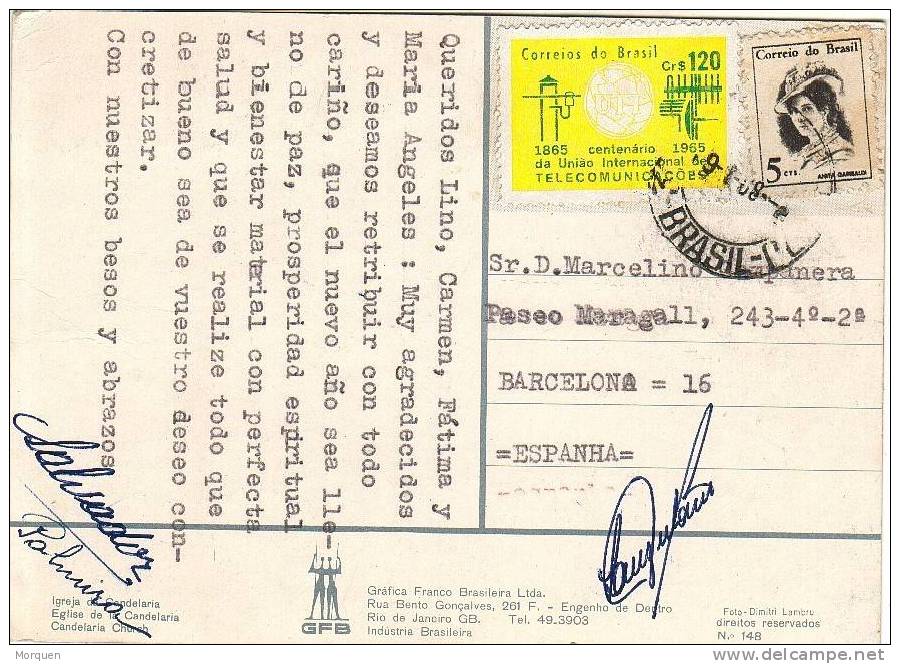 Postal  BRASIL (Rio) 1969 Circulada A España - Cartas & Documentos