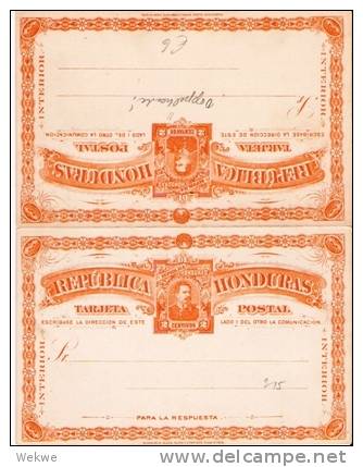 Ho022/  HONDURAS - Ascher 1, Doppelkarte Präsident Louis Bogran 1891 (Ganzsache) - Honduras