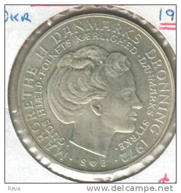 DENMARK  10 KRONE   QUEEN  FRONT QUEEN HUSBAND HEAD ON BACK 1972  UNC SILVER    READ DESCRIPTION CAREFULLY !!! - Denmark