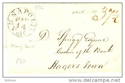 USA005 / Annapolis 1832, Maryland To Hagers Tonn - …-1845 Vorphilatelie