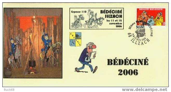 BEDECINE 2006 ILLZACH Enveloppe+flamme+cachet Timbre SAMMY CAUVIN & Photo TUNIQUES BLEUES & AGENT 212 - Comics