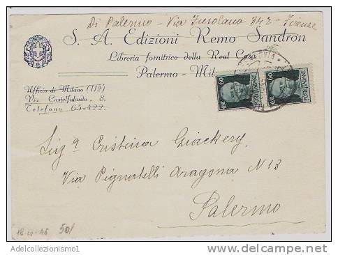 1973)cartolina Con 2x60c. Imperiale S. F Da Torino A Palermo Il 18-10-1945 - Storia Postale