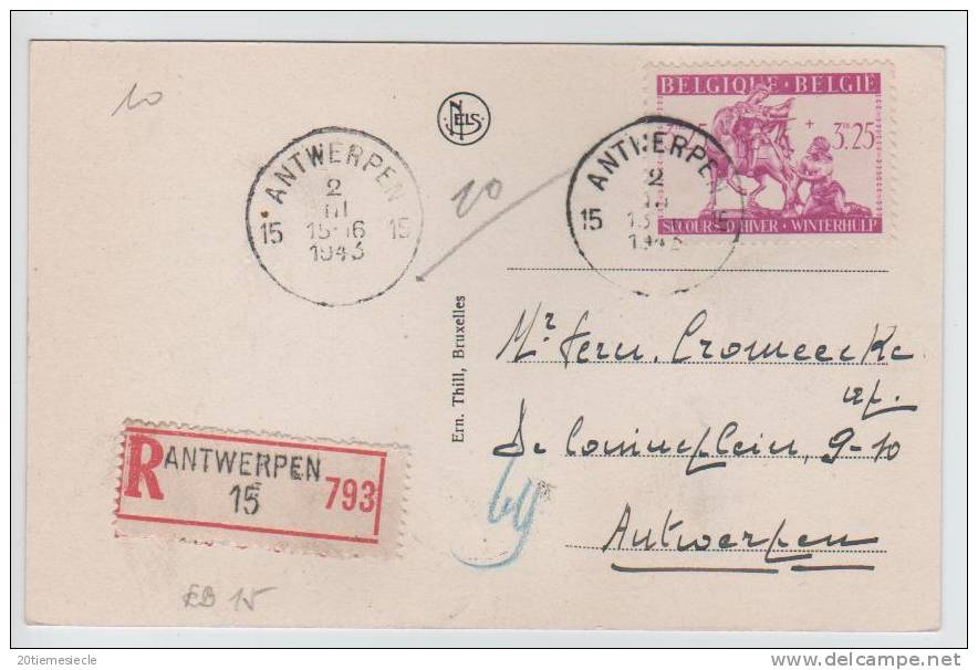 Belgique/Belgie Antwerpen(15) 1943 V. Anvers TP 593-611 Surtaxe               1253 - Briefe U. Dokumente