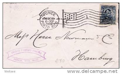 USG028a/Flaggenstempel 1906 Auf Lincoln 5 C.  Ex Ponce Nach Hamburg - Puerto Rico