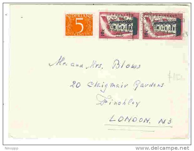 Netherlands-1956 Europa 10c Pair On Cover - Marcophilie