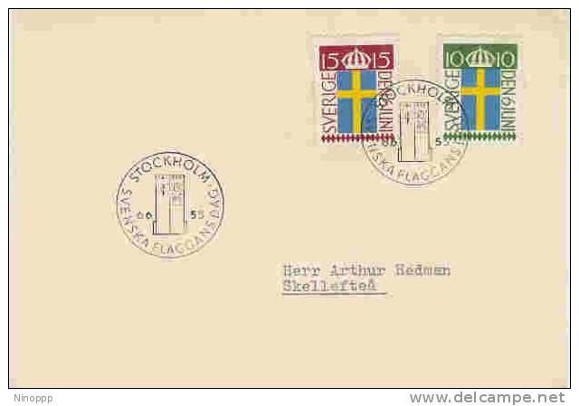 Sweden-1955  Flags FDC - FDC