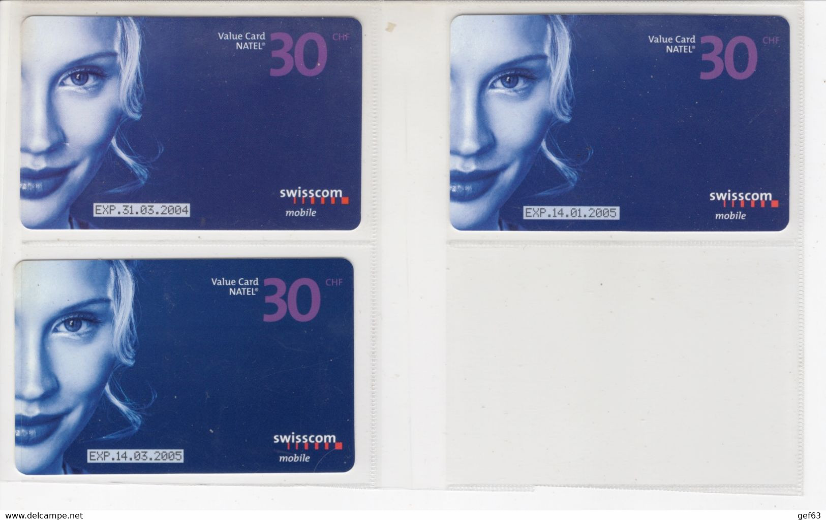 3 Value Card Natel Easy CHF 30.-- / SWISSCOM Mobile - 3 Dates Différente - Telecom Operators