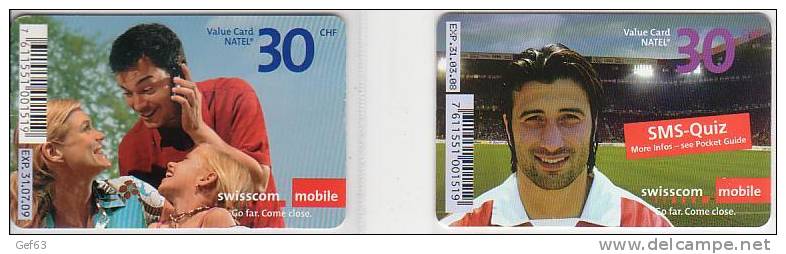 2 Value Card Natel CHF 30.-- / SWISSCOM Mobile - Murat Yakin & Couple - Telekom-Betreiber