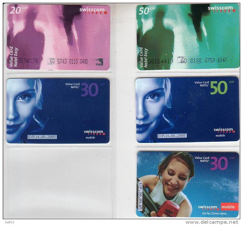 5 Value Card Natel CHF 20.--,30.--, 50.-- / SWISSCOM Mobile - Différente Série - Telekom-Betreiber