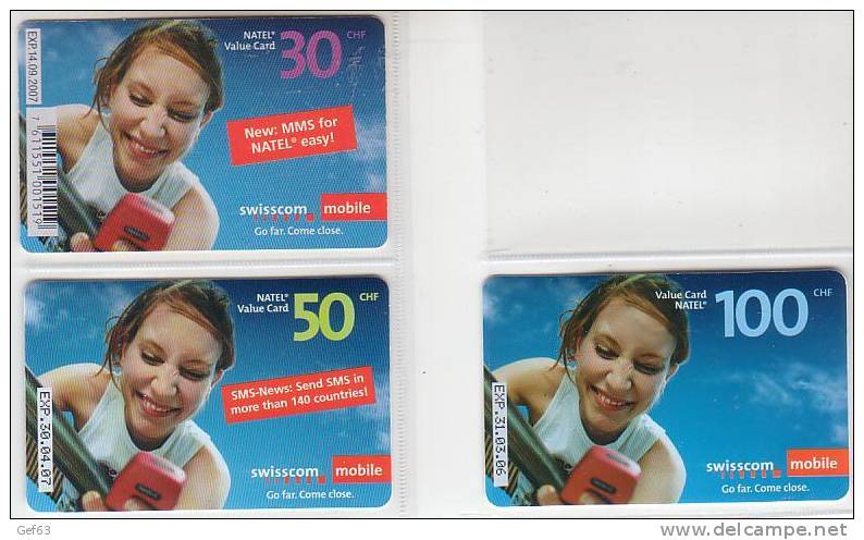 3 Value Card Natel® CHF 30.--, 50.--, 100.--/ SWISSCOM Mobile - Opérateurs Télécom