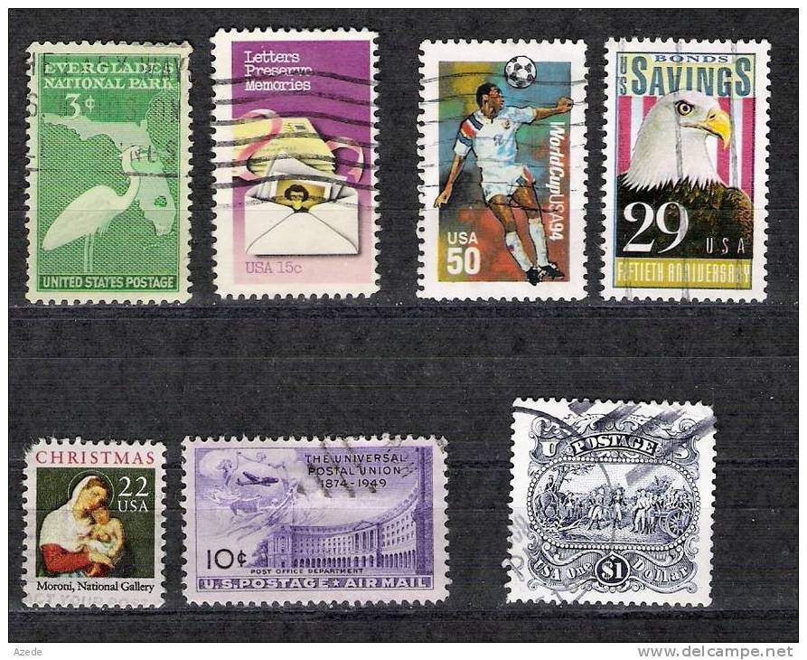 Lot Usa 21 Avec Thèmes Personnages Célèbres Sport Oiseaux Foot Aigle Vierge Upu Poste Floride - Collections