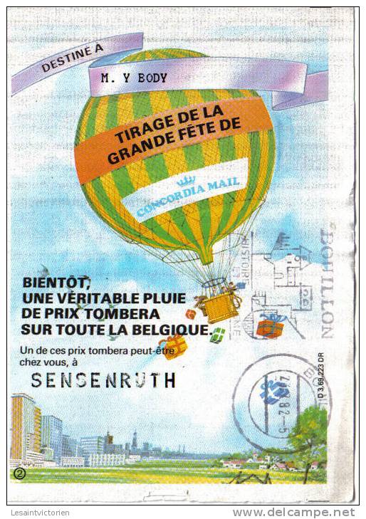 SENSENRUTH MONTGOLFIERE PUBLICITE CONCORDIA MAIL TOMBOLA LOTERIE JEUX - Bouillon