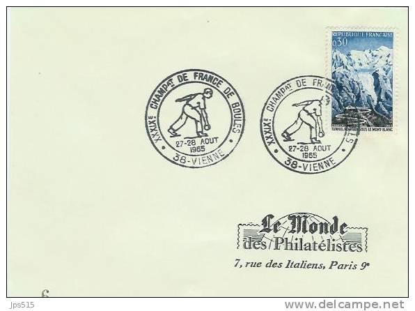 Pétanque - France - Cachet Noir - Champ. De France 27/28 Aout 1965 - Petanca