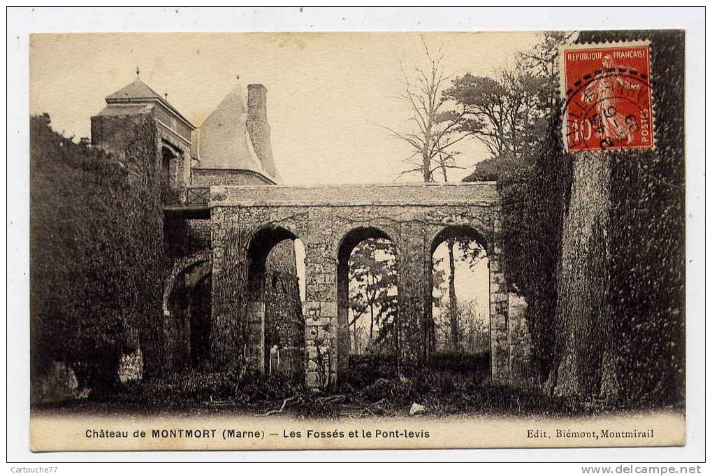 K9 - Château De MONTMORT - Les Fossés Et Le Pont-levis (1909 - Belle Carte) - Montmort Lucy