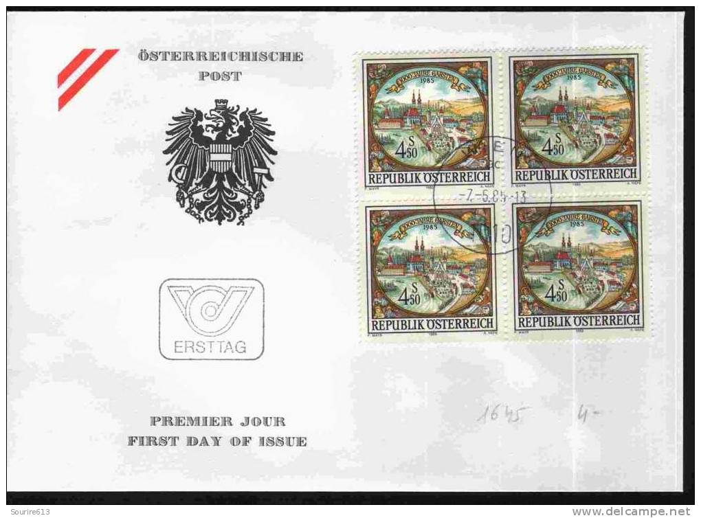 Fdc Autriche 1985 Gravures George Matthaus Fischer 1625 1696 Garsten Market Town Bloc 4 - Incisioni