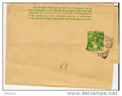 Zan003/  ZANZIBAR - Streifband S 5, 1901, ½ Anna (wrapper) - Zanzibar (...-1963)