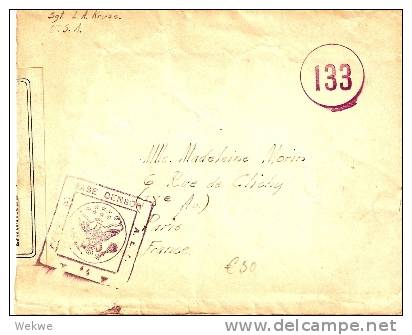 USA126b / WW I.Feldpost 133,Zensurstempel+Verschluss - Briefe U. Dokumente