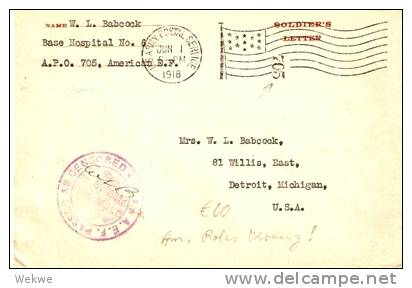 USA126f/ WW I. Feldpost-Unit 705,A.E.F. 175,Rot-Kreuz (red Cross Cruz Roja) - Briefe U. Dokumente