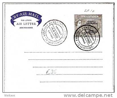 ZYP013 / ZYPERN -  Aerogram LF 10 überdruckt Republik,16.8.60,Münzmotiv (coin) - Chipre (...-1960)